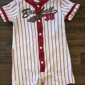 Baseball Themed Red and White Kids Shirt
